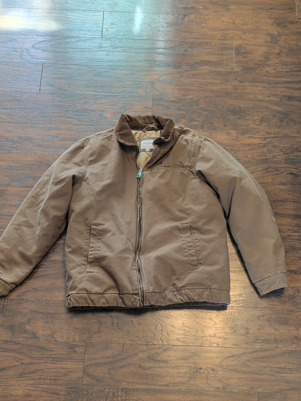 Wrangler Brown Military Field Jacket with Corduroy Collar